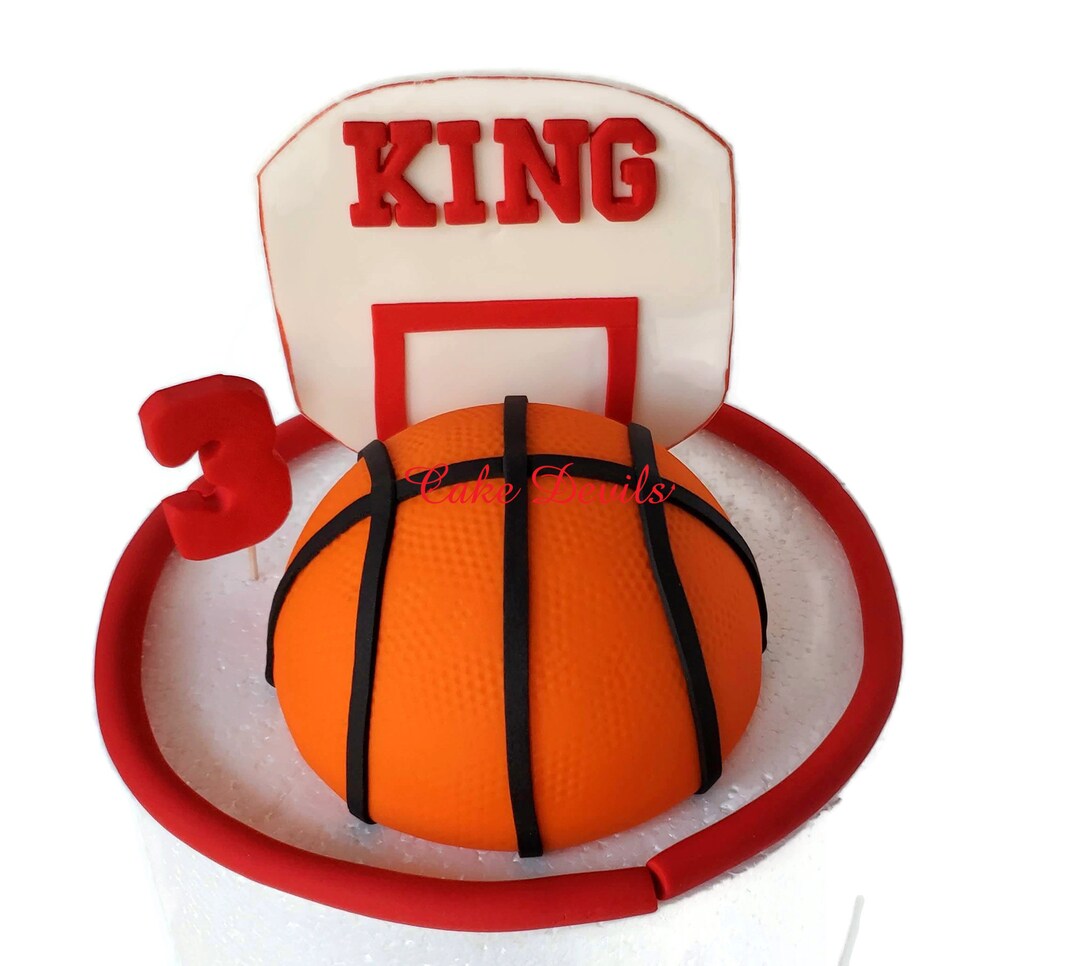 Fondant Basketball and Backboard for Hoop Cake Topper, Half Basketball