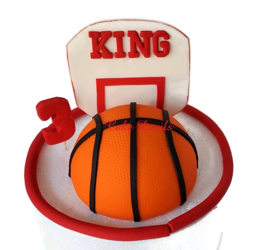 Fondant Basketball and Backboard for Hoop Cake Topper, Half Basketball