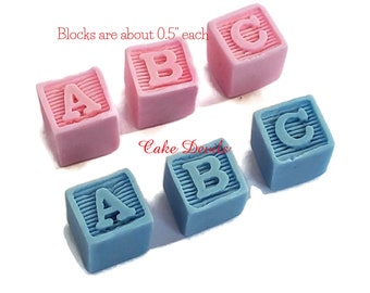 Baby Blocks Cake Decorations, Half Inch Baby Blocks, Baby Shower, Fondant Cake Toppers, keepsake, Baptism, Christening, Handmade Edible