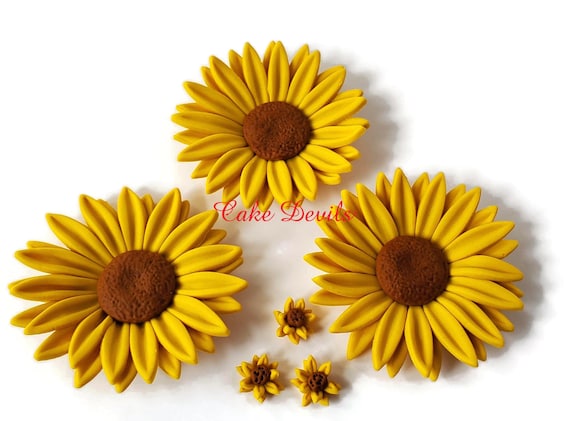 Download Fondant Sunflower Cake Toppers, Handmade Edible Sugar Sunflowers, Cake Fondant Sunflower Cake Toppers, Handmade Edible Sugar Sunflowers, Cake