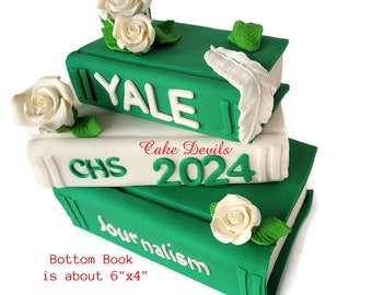 Fondant Graduación GRANDE Libro Cake Toppers, Decoraciones de pasteles, Hecho a mano, Libros escolares, Escuela secundaria, Universidad, Estudiante, Profesor, Jubilación