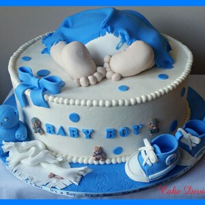 Baby Butt With Blanket, Baby Sneakers, Fondant Bear, Baby Shower Cake ...