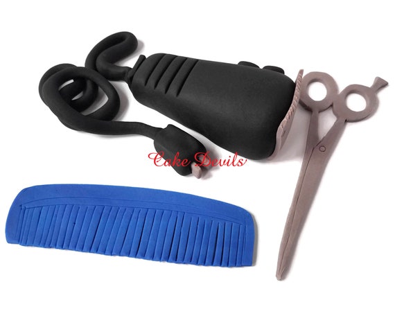 Fondant Barber Shop Cake Toppers Hair Clippers Cake