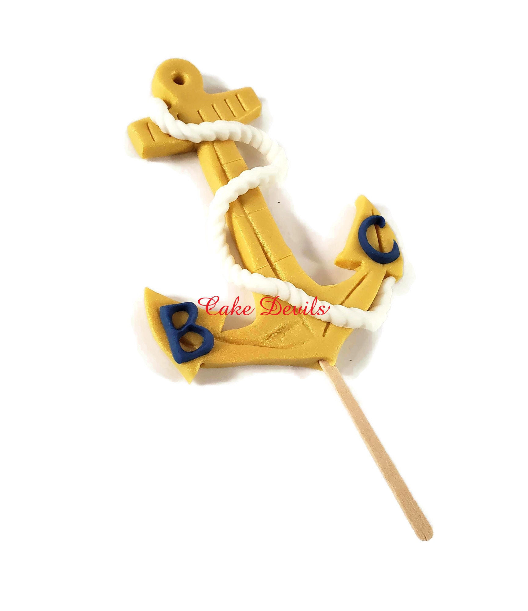 Fondant Anchor Cake Topper Nautical Cake Decoration Handmade Etsy