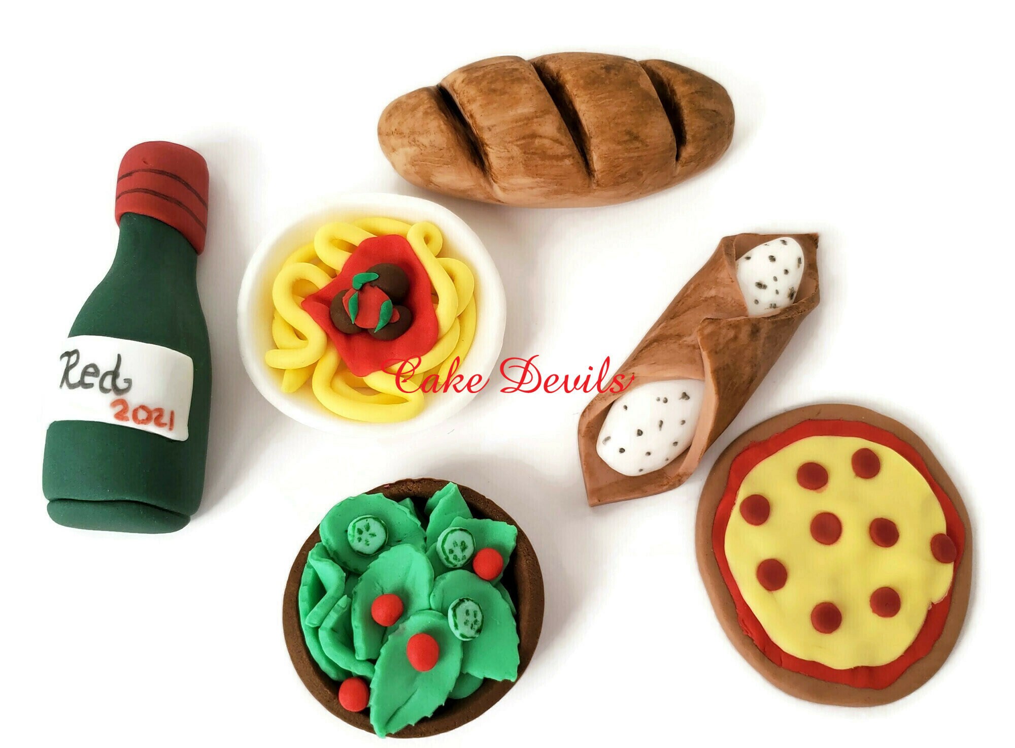 Food Case Topper Fondant Italian Food Cake Topper, Handmade Sugar Cake Decorations ...