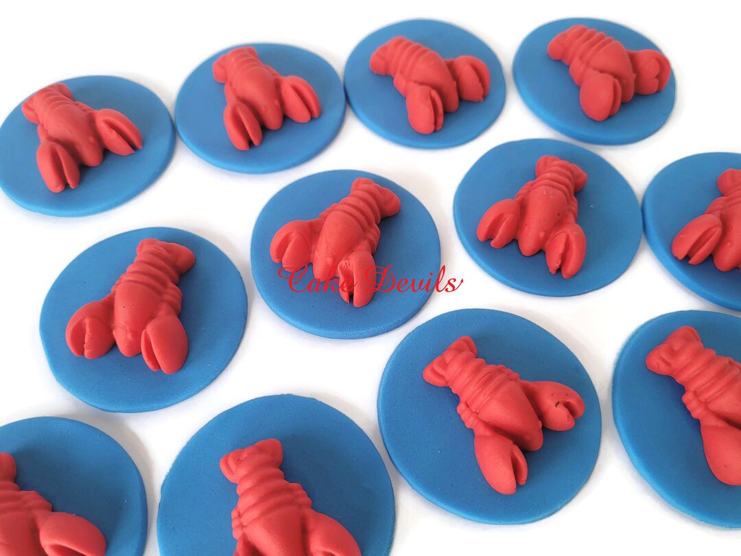 Lobster Fondant Cupcake Toppers, Handmade Edible Ocean Cupcake ...