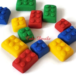Fondant Building Blocks Cake Toppers, Fondant Building Bricks Cake Decorations, Handmade Edible