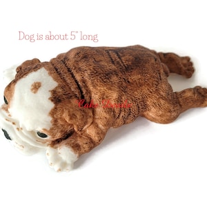 Fondant English Bulldog Cake Topper, Large Dog Cake Decoration, Handmade Edible bull dog Cake Topper,  5&quot; Dog laying down, Animal Pet