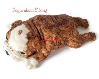 Fondant English Bulldog Cake Topper, Large Dog Cake Decoration, Handmade Edible bull dog Cake Topper,  5" Dog laying down, Animal pet