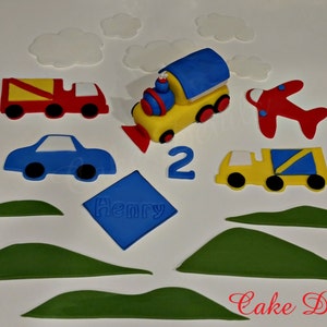 Transportation Fondant Cake Topper Kit Train Cake Topper, Plane, Truck, Train, Car Cake Decorations, Handmade Edibl image 4