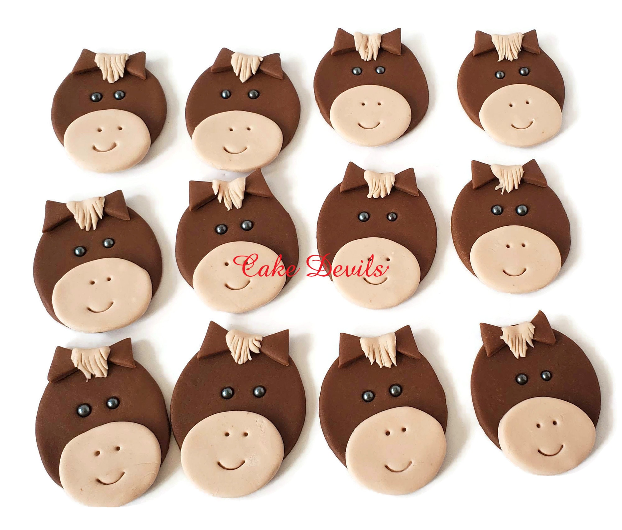 Fondant Horse Cupcake Toppers Handmade Edible Horses Horse Etsy