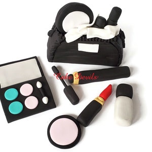 Makeup Fondant Cake Toppers With Cosmetic Bag Cake Decorations - Etsy