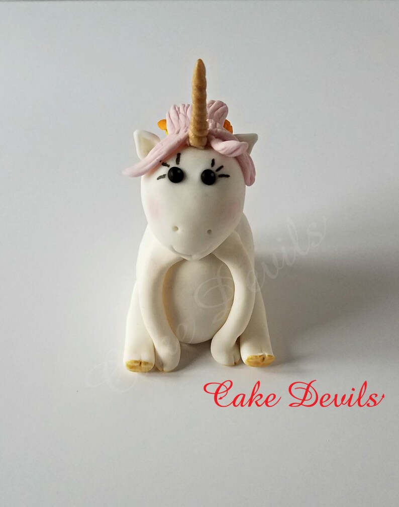 Unicorn Cake Topper, Fondant Unicorn, Rainbow Hair, Unicorn Party, Cake, Handmade Edible Fondant, Unicorn birthday party decorations, Girl image 5