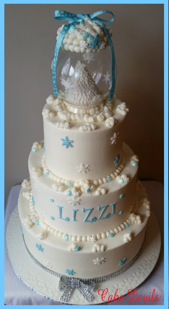 Snowy Tree Fondant Cake Topper Snowflake Fondant Cake Etsy