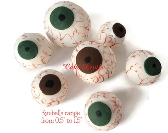 Fondant Eyeballs Cake Toppers, Halloween Cake Decorations, Sugar Eyeballs