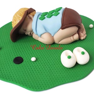 Golf Baby Shower Cake Topper, Fondant Sleeping Baby Cake Decorations, Hole in one baby shower theme