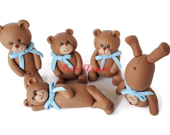 Teddy Bear Cake Toppers, Fondant Bears Cake Decorations, Bear birthday Cake, baby shower cake, Handmade Edible Fondant Bears