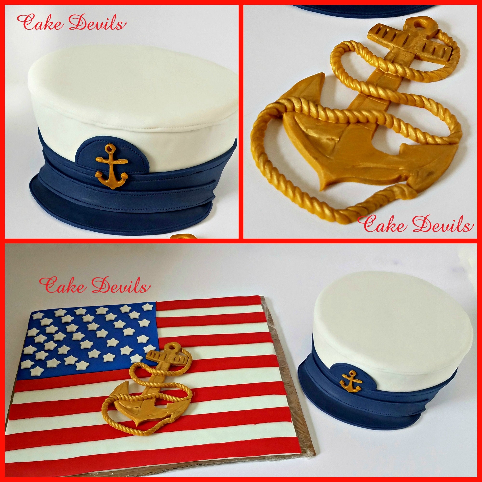 Fondant Anchor Cake Topper Nautical Cake Decoration Handmade Etsy