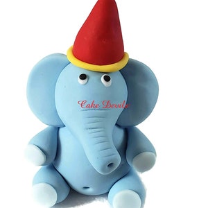 Fondant Circus Elephant Cake Topper, Elephant with balloons Cake Decorations, Handmade Edible Elephant image 2