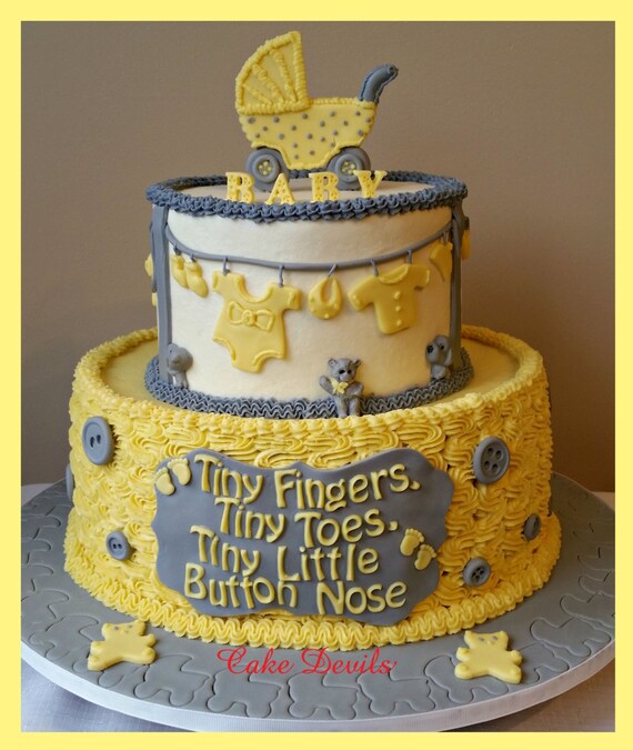 Stroller Clothesline Baby Shower Cake Topper Kit Fondant