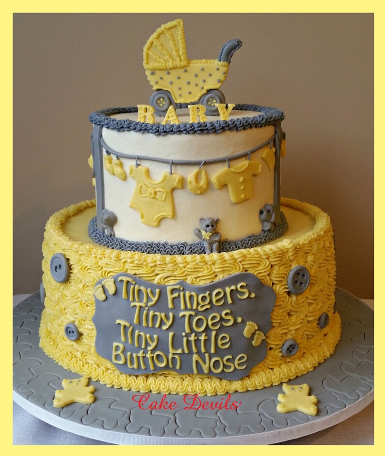 Stroller Clothesline Baby Shower Cake Topper Kit Fondant Etsy