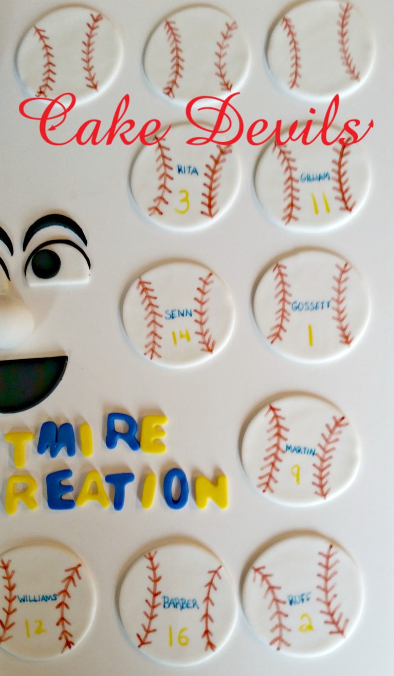 Fondant Baseball CupCake Toppers Baseball Cake Decorations Etsy