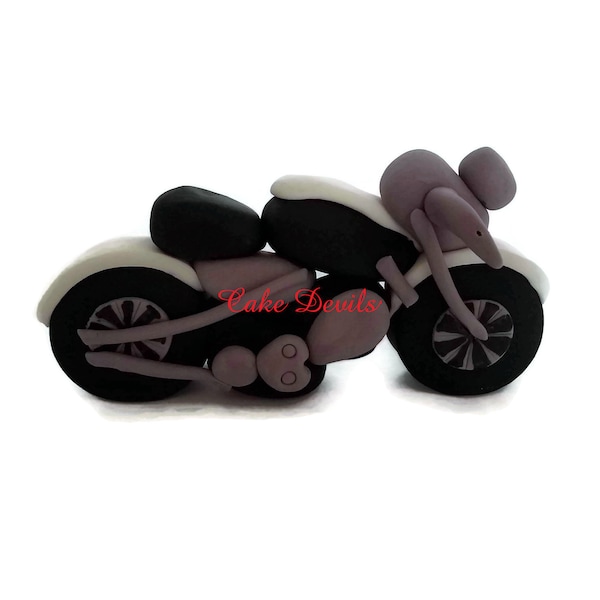 Motorcycle Fondant Cake Topper, Handmade 3D Motorcycle Cake Decoration, Biker themed birthday party, motorbike cake topper