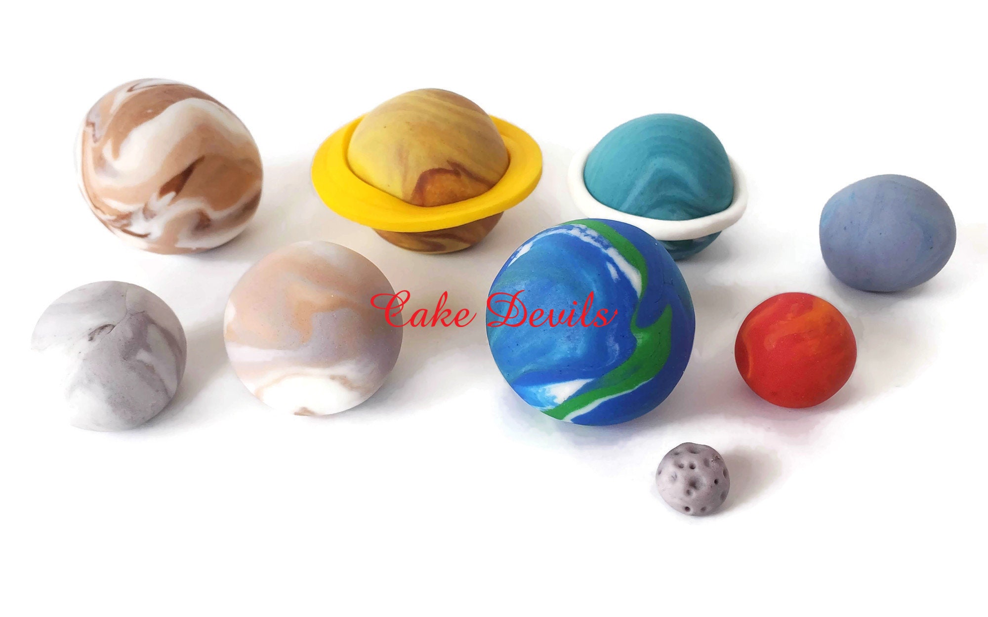 24 Planetas Comestibles De Fondant 4cm – Toppers Para Cupcakes Y Pastel De Cumpleaños Espacial