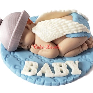 Winter Angel Baby Shower Cake Topper, Fondant, Christmas Angel Sleeping Baby, keepsake, Baptism, Christening, Handmade, miracle baby