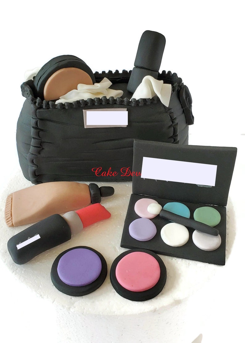 Makeup Fondant Cake Toppers With Cosmetic Bag Cake Decorations - Etsy