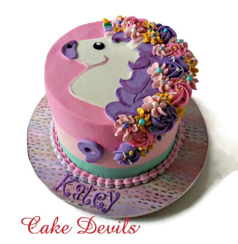 Unicorn Cake Topper, Fondant Unicorn head, Unicorn Party, Flat Unicorn, Handmade Edible, birthday decorations, Girl birthday, rainbows image 1
