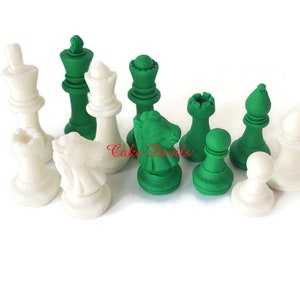 Chess Pieces Cake Decorations, Fondant Chess Pieces Cake Toppers, Games, Birthday Cake, pawn, bishop, knight, rook, queen, king