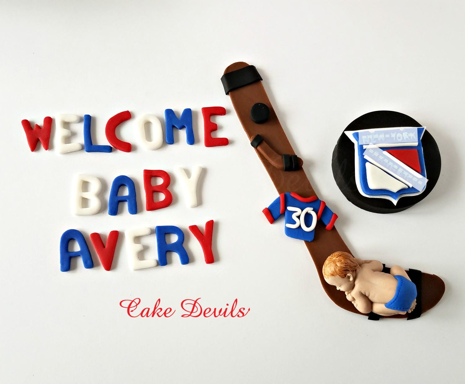 Hockey Baby Boy Fondant Cake Topper Sleeping Baby Shower Etsy