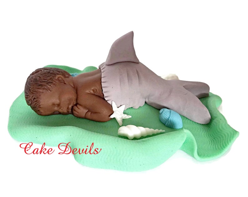Fondant Shark Baby Shower Cake Topper, Under the Sea Baby Shower, Baby Shark Cake Decoration, Dolphin Baby Shower, Fondant shells image 2