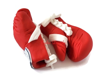Boxing Gloves Cake Topper, Boxing Gloves with White laces, Laced up Boxing gloves, Fondant, Boxing Gloves Cake Decorations, Handmade Edible
