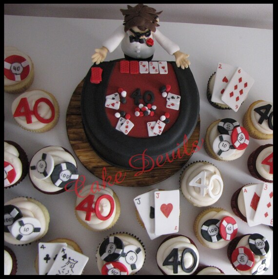 Casino Cupcake Toppers Handmade Edible Fondant Casino Cake Etsy