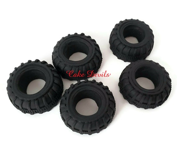 Fondant Tire Cake Decorations, Edible Tires for Car or Truck Cake and Cupcake Toppers, Birthday Cake Toppers Il_570xn