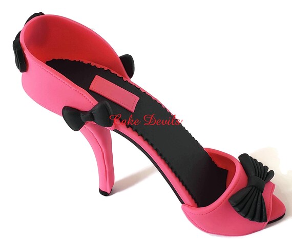 High Heel Shoe Cake Topper Fondant Stiletto Peep Toe With Bows