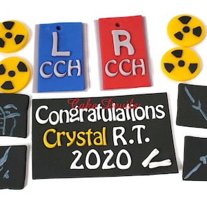 Radiology Fondant Cake Topper Kit, x-rays, xray markers, biohazard, Medical Cake decorations, Fondant, Handmade Edible, graduation, birthday