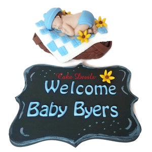 Picnic Baby Shower Cake Topper, Baby Face Cupcake Toppers, Fondant, Baby in Picnic Basket, Sunflowers, BBQ, Babyque, babyq bild 4