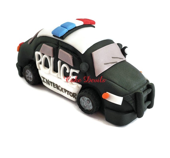 Police Car Cake Topper Fondant Handmade Edible Police Car