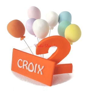 Fondant Balloons Cake Toppers with optional Name and Age, Balloon Cake Decorations, Handmade, Baby Shower, Birthday, Bridal Shower