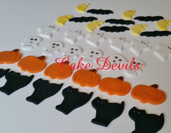 Halloween Fondant Cupcake Toppers Skull Topper Fondant Ghost
