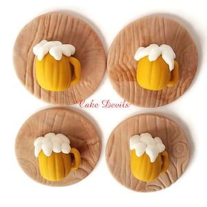 Fondant Beer Mug Cupcake Toppers, Fondant Beers Cake Decorations, Picnic, Birthday Party
