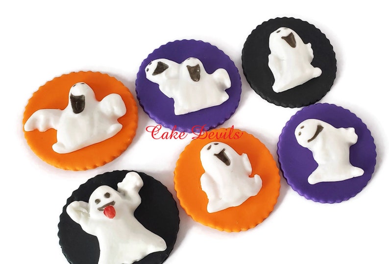 Fondant Ghost Cupcake Toppers Halloween Cake Decorations Etsy