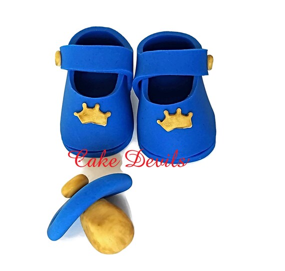 Prince Baby Shower Cake Topper, Fondant Baby Shoes, Prince Booties, Princess Baby Shower, Fondant Pacifier, Royal Baby Shower Decorations Il_570xn