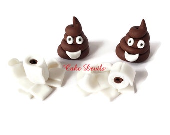 Holy Crap, Old as, Fondant Toilet Paper and Poop Cupcake Toppers, Quarantine Birthday Party, Handmade Edible sugar Cake Decorations
