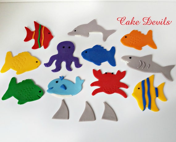 Ocean Life Fondant Cake Toppers Fish Cake Decorations Beach Etsy