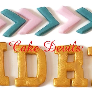 Fondant Letters, Handmade Edible fondant Collegiate Letters cake toppers, perfect for Cake Decoration, Cake Pops, Cupcakes, College font image 4