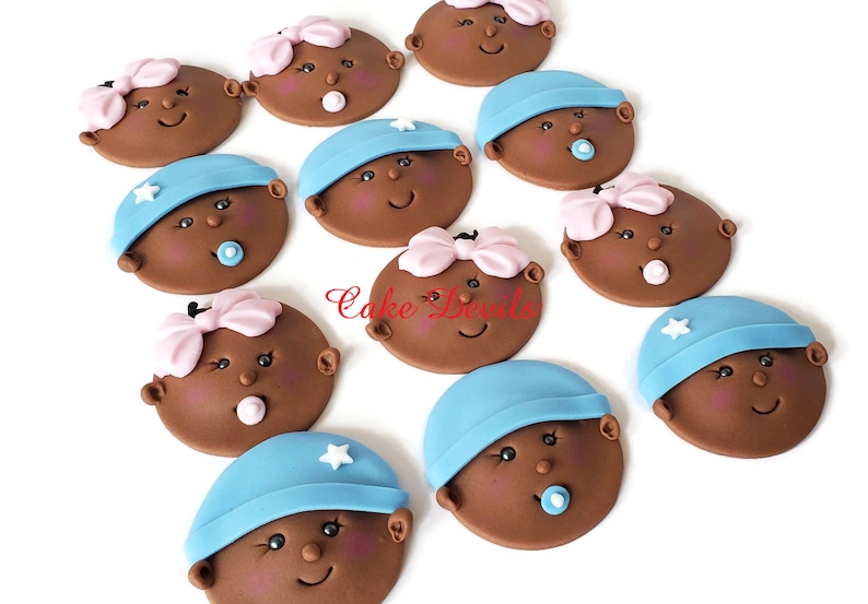 Picnic Baby Shower Cake Topper, Baby Face Cupcake Toppers, Fondant, Baby in Picnic Basket, Sunflowers, BBQ, Babyque, babyq bild 3
